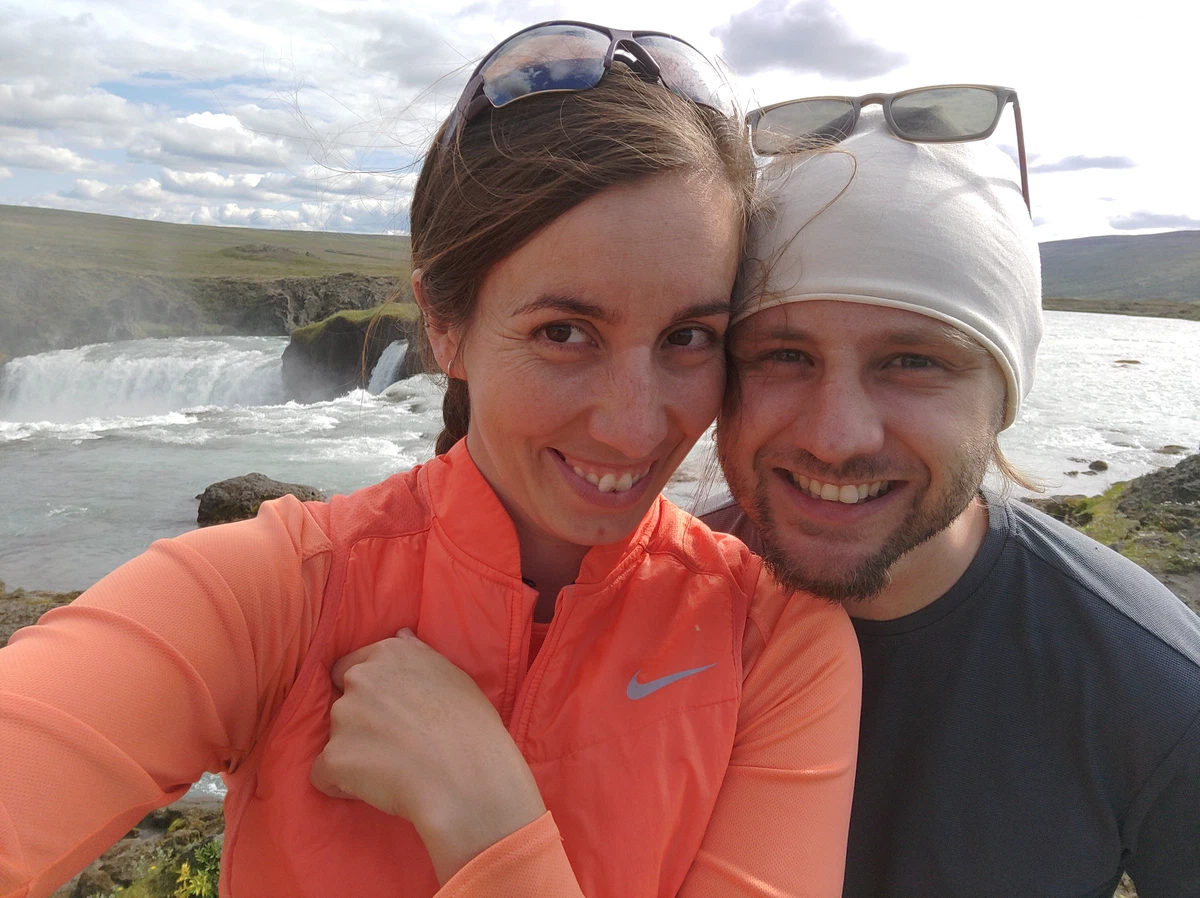 Selfie von uns beiden vor dem Goðafoss